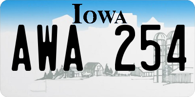 IA license plate AWA254