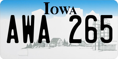 IA license plate AWA265