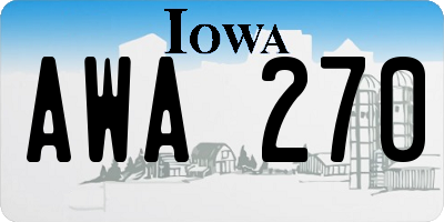 IA license plate AWA270