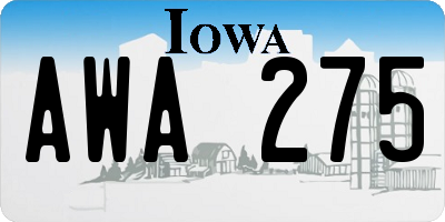 IA license plate AWA275
