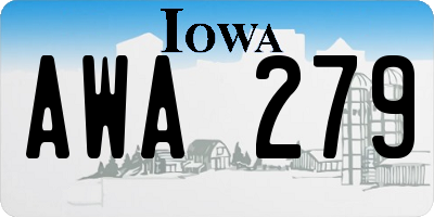 IA license plate AWA279