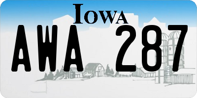 IA license plate AWA287