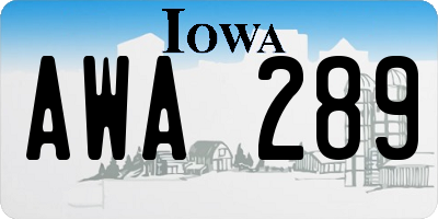 IA license plate AWA289
