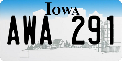 IA license plate AWA291