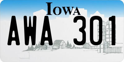 IA license plate AWA301