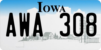 IA license plate AWA308