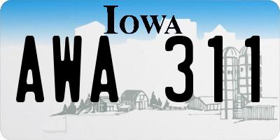 IA license plate AWA311