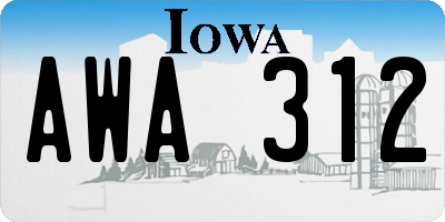 IA license plate AWA312