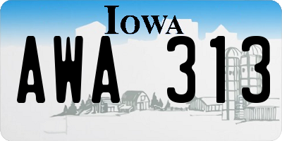 IA license plate AWA313