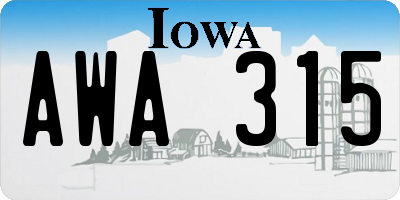 IA license plate AWA315