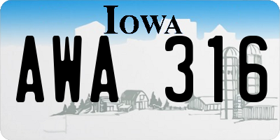 IA license plate AWA316