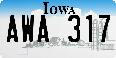 IA license plate AWA317