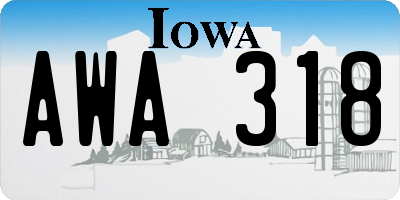 IA license plate AWA318