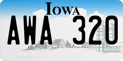 IA license plate AWA320