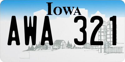 IA license plate AWA321