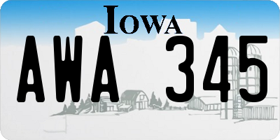 IA license plate AWA345