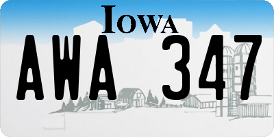 IA license plate AWA347