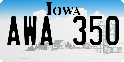 IA license plate AWA350
