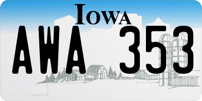 IA license plate AWA353