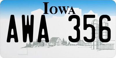 IA license plate AWA356