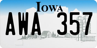 IA license plate AWA357