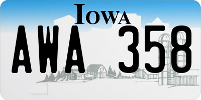 IA license plate AWA358