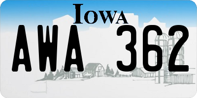 IA license plate AWA362