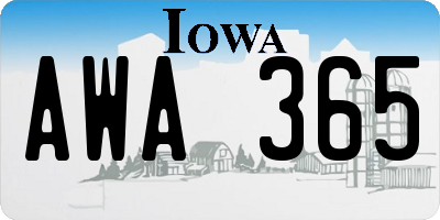 IA license plate AWA365