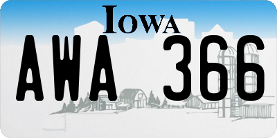 IA license plate AWA366