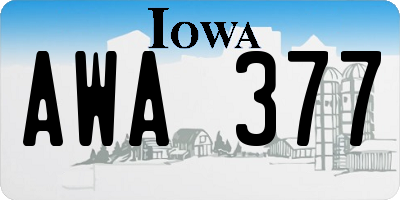 IA license plate AWA377