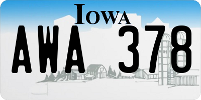 IA license plate AWA378