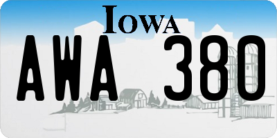 IA license plate AWA380