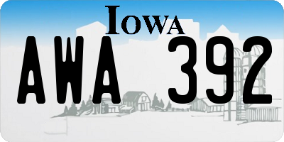 IA license plate AWA392