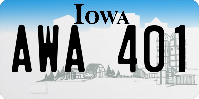 IA license plate AWA401