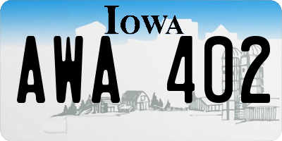 IA license plate AWA402