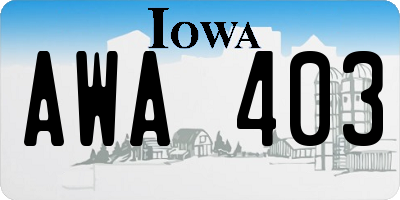 IA license plate AWA403