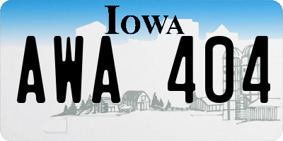 IA license plate AWA404