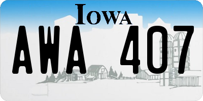IA license plate AWA407