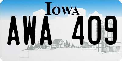 IA license plate AWA409