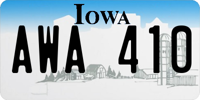 IA license plate AWA410