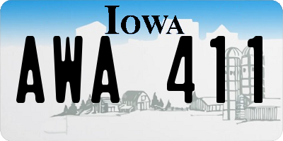IA license plate AWA411