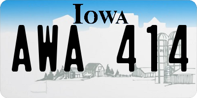 IA license plate AWA414