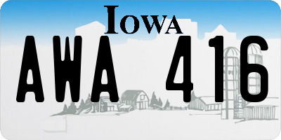 IA license plate AWA416