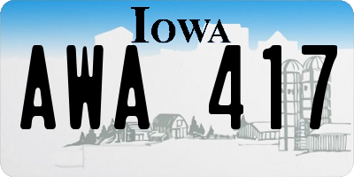 IA license plate AWA417