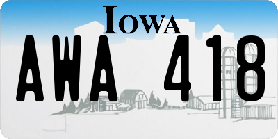 IA license plate AWA418