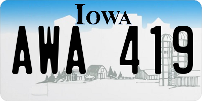 IA license plate AWA419
