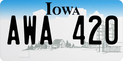 IA license plate AWA420