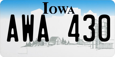 IA license plate AWA430