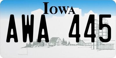 IA license plate AWA445