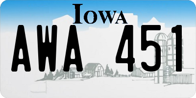 IA license plate AWA451